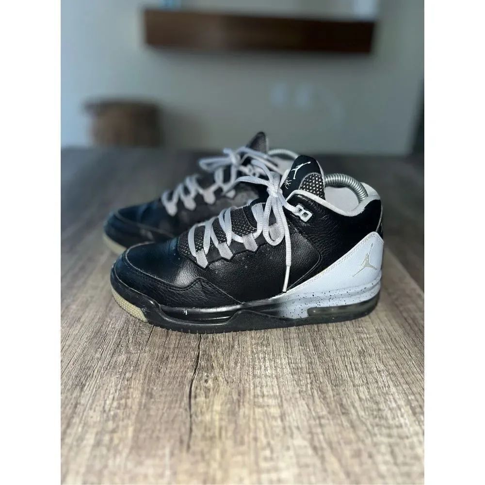 Air Jordan Flight Youth 5Y 705160 005 Black Wolf Gray Lace Up Hi Tops